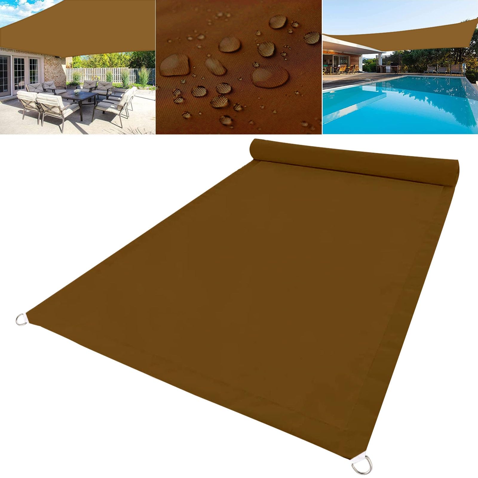 Voile d'ombrage rectangulaire 1.5x5m marron en polyester anti-UV pour pergola et jardin