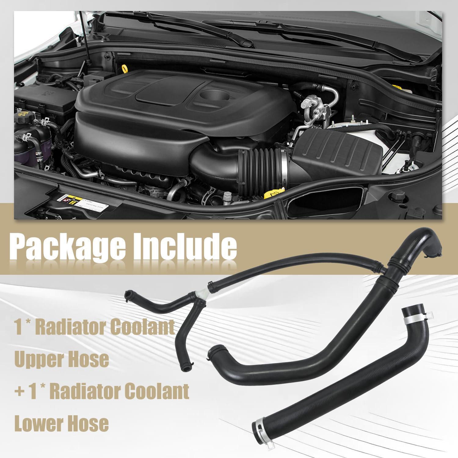 Radiator Coolant Hose Upper and Lower Compatible with Dodge Durango 3.6L 2016-2020 Compatible with Jeep Grand Cherokee 3.6L 2016-2020 Replaces 68244092AA 55038160AE