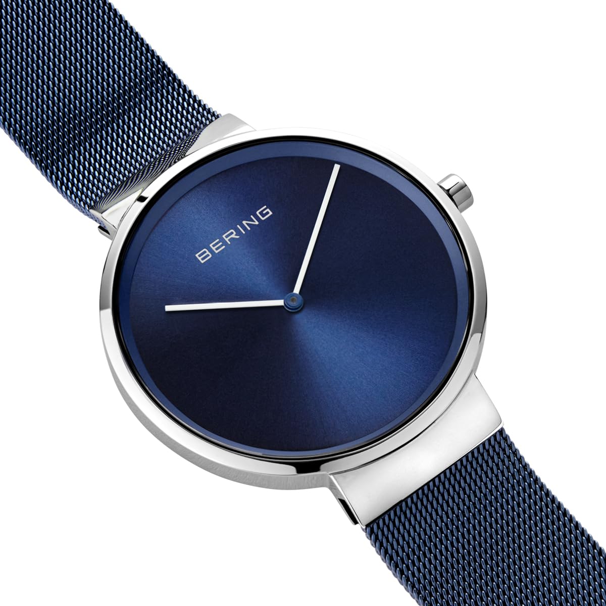 Bering Unisex Quarz Uhr | Armbanduhr 39 mm Edelstahlgehäuse und Zifferblatt | Milanaisearmband | Saphierglas | 5 ATM | 14539