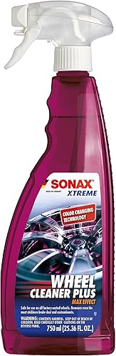 SONAX Limpiador de ruedas Plus 230400 | Limpiador de llantas no ácido que cambia de color para eliminación de polvo de frenos, suciedad y suciedad,