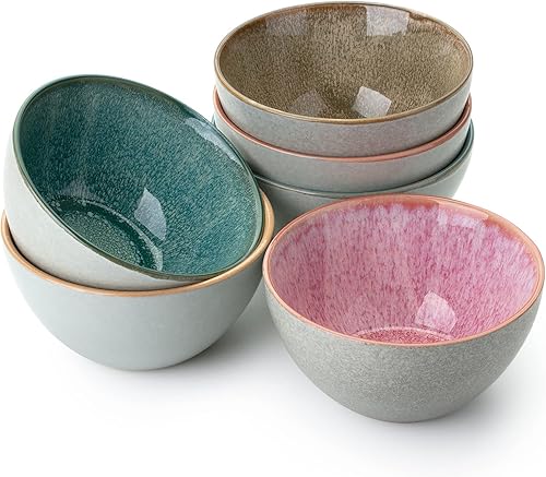 Brew To A Tea BTaT- Cuencos para cereales 29 onzas paquete de 6 cuencos de cerámica cuencos aptos para microondas cuencos de aperitivos cuenco de