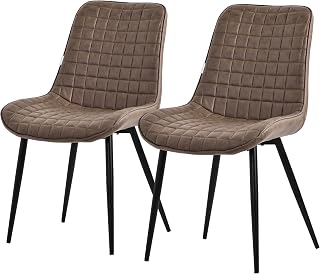 ML-Design Set 2X Sillas de Comedor Marrón con Respaldo, Asiento Polipiel Acolchado Tapizado de Terciopelo con Patas de Metal Sillón de Diseño Moderno para Mesa de Salón, Escritorio o Cocina