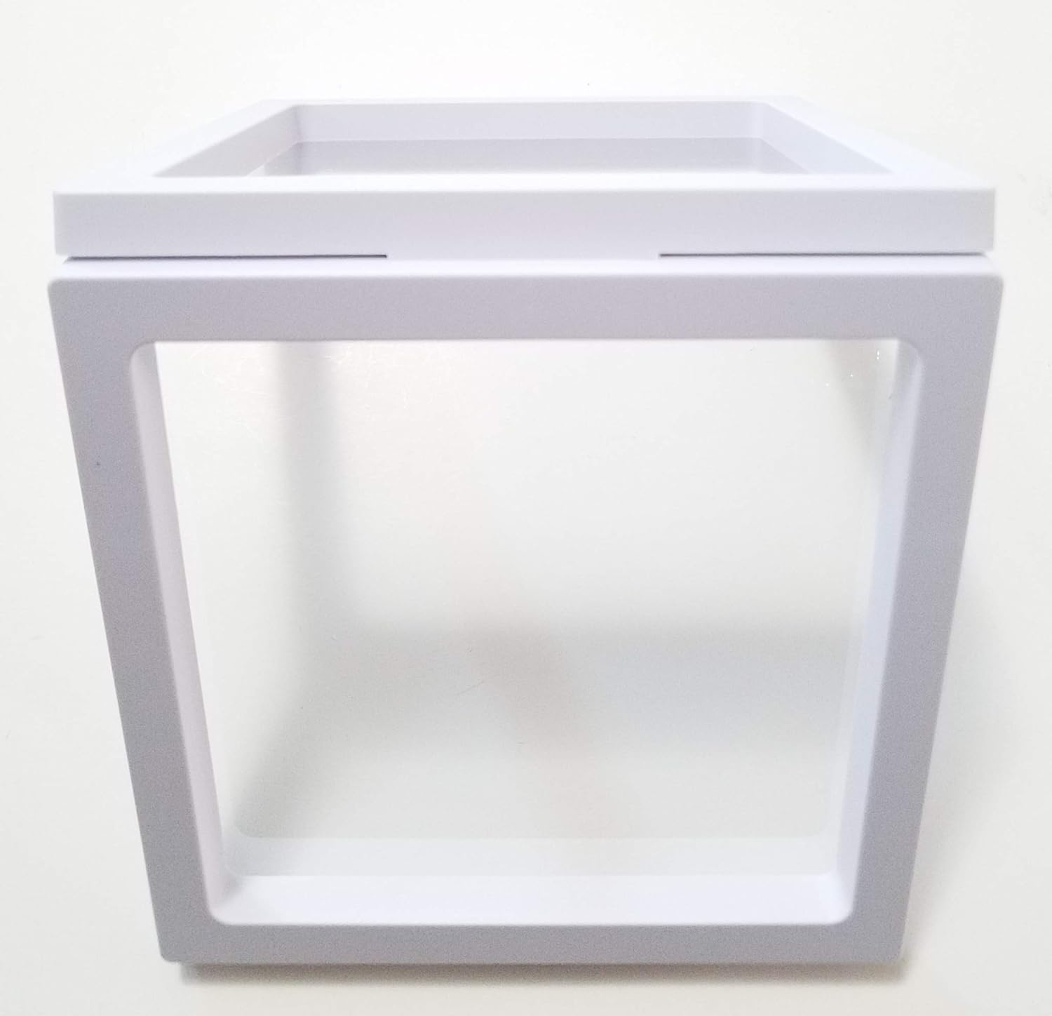 JM Large Set of 10 Transparent 3D Floating Frame Display Holder/Box/Frames for Challenge Coins, AA Medallions, Antique, Jewelry, Gift, White, 5.5 x 5.5 x 0.75 Inches