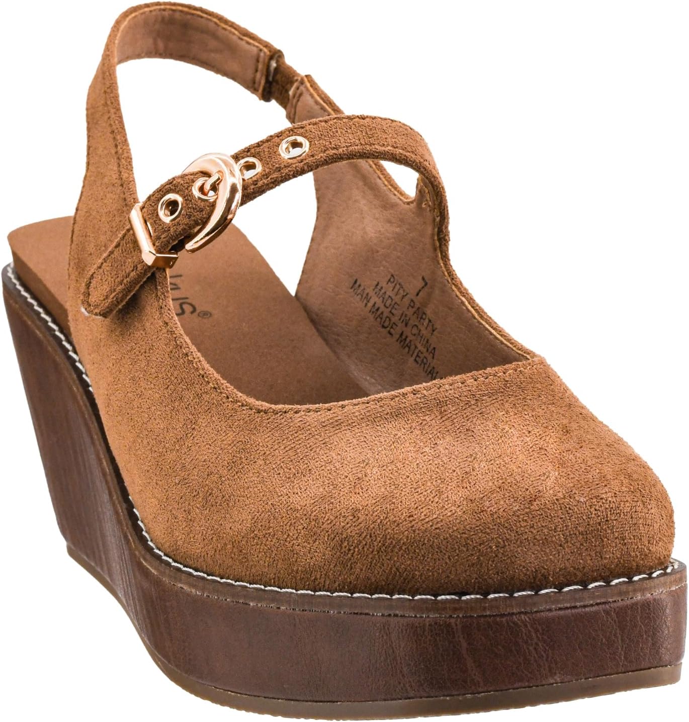 Corkys Footwear Pity Party Womens Wedge - Closed Square Oval Toe Platform Heel - Adjustable Mary Jane Strap with Hook and Eye Closure - 2.5 Inch Heel - 0.75 Inch Platform - EVA Cushioned Insole