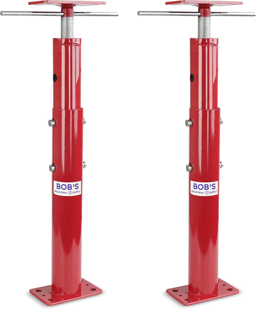 BISupply Basement Floor Jack 19” - 36” Adjustable Support Beam House Jack Post - Floor Lifting Joist Beam Brace for Cellar Ceiling 9700 lbs Max Capacity Screw Pole Jack - 2 Pack