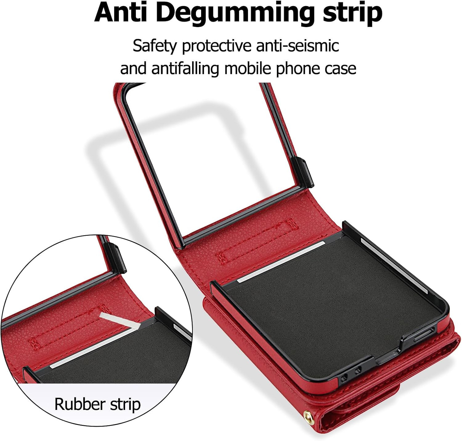 Phone Case for Samsung Galaxy Z Flip 7 5G Wallet Cover with Crossbody Wrist Strap Lanyard Credit Card Holder Slot Stand RFID Blocking Cell leather ZFlip 7Z Z7 G Flip7 ZFlip7 Women Men Girls Red
