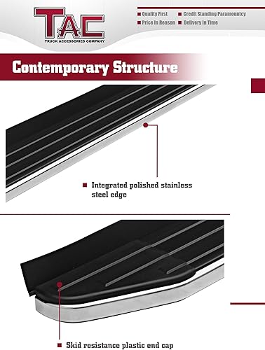 Miniatura 4 de TAC barras Nerf estribos escalones laterales negros de aluminio para Jeep Grand Cherokee 2011-2017 salvo el modelo SRT SUV para Trail Hawk deben