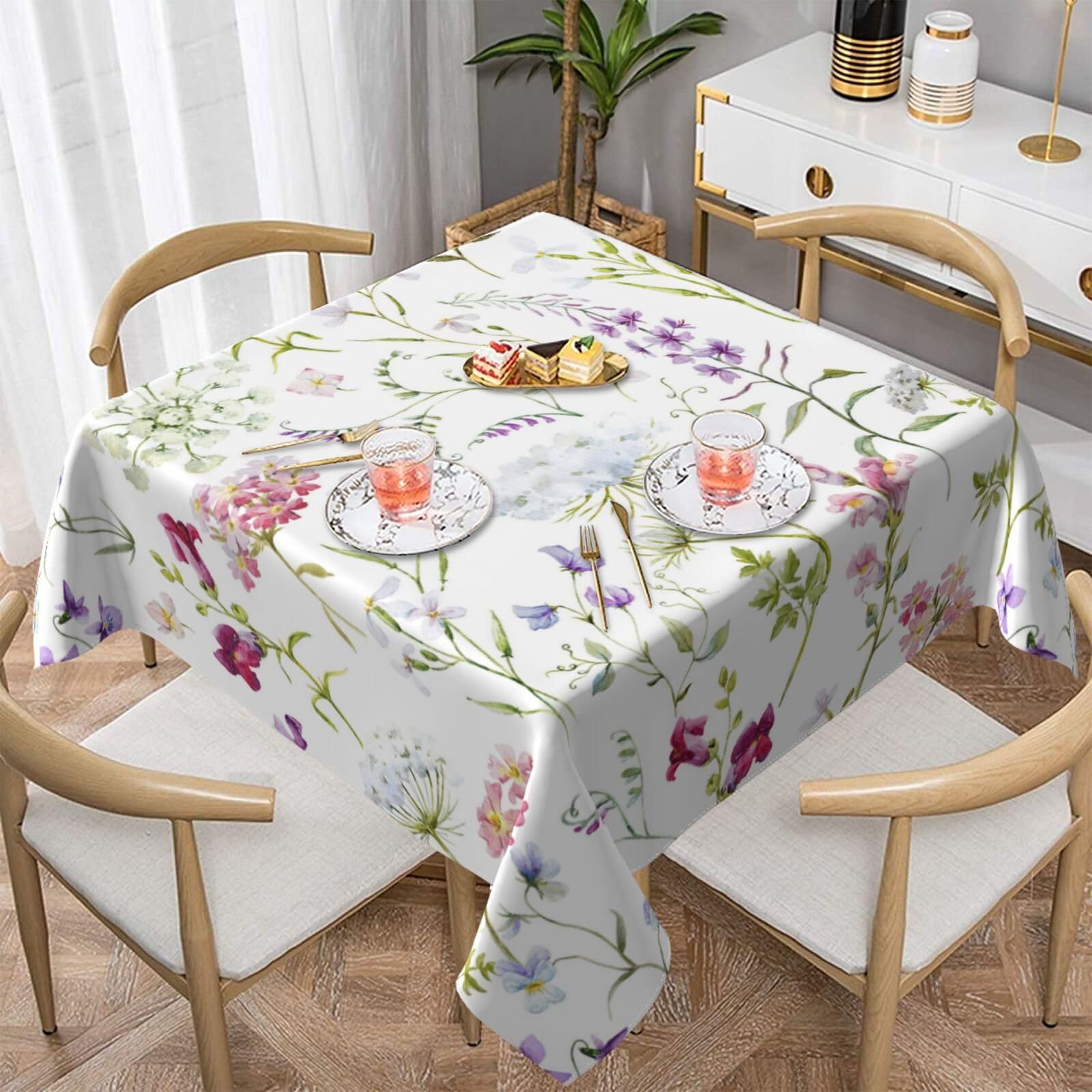Nappe de cuisine imperméable nappe extérieure carrée fleurie