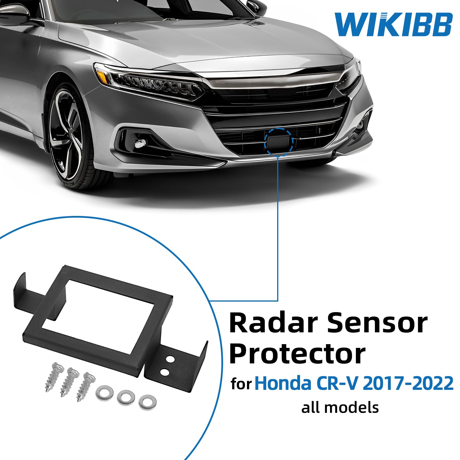 WIKIBB Radar Sensor Protector Compaible with Honda Accord All Models 2017-2022, Vehicle Front Radar Sensor Protection Accessory for Honda Accessories with Screws, Black