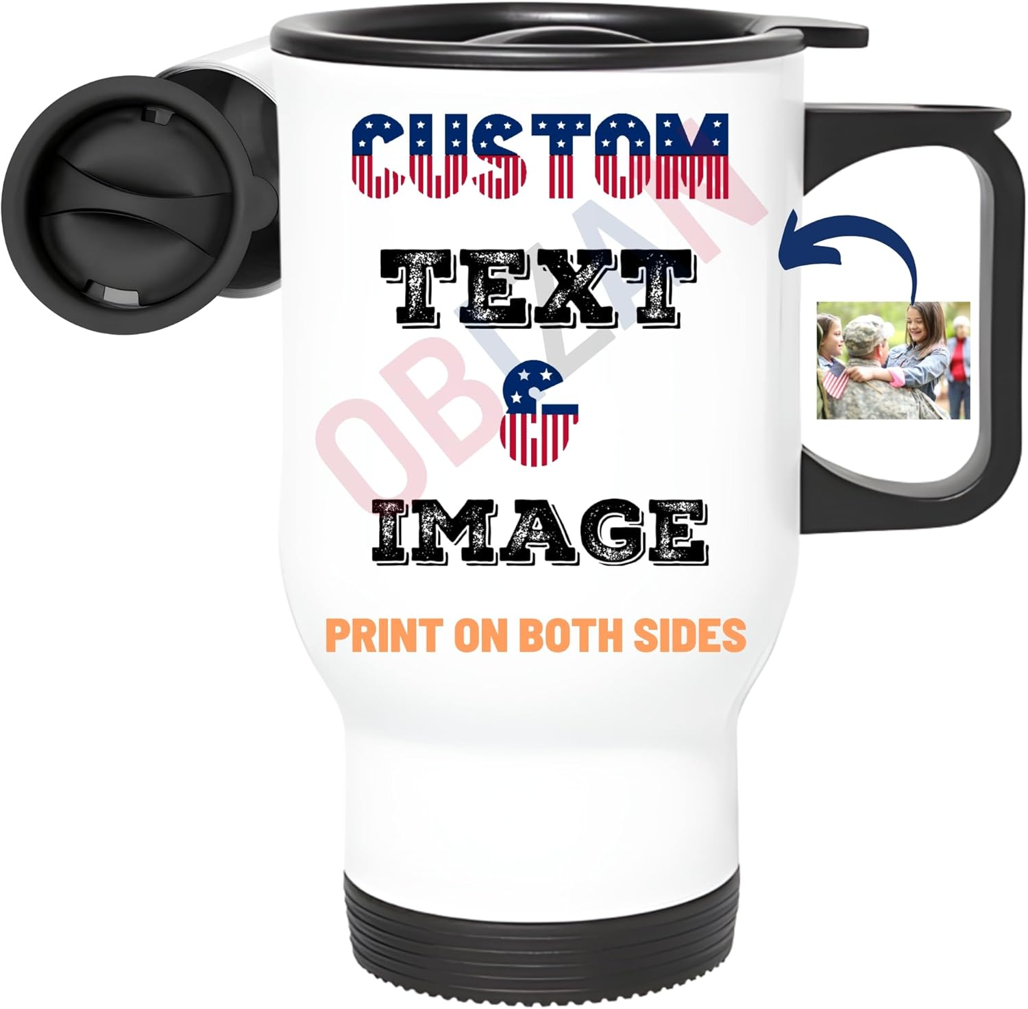 Personalized Travel Tumbler Add Custom Photo, Text, Name on Custom Mug - Print on Both Sides Insulated Customized for Men Women Tea Cup with Picture Message for Unique Gift