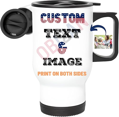 Vaso de viaje personalizado para añadir foto, texto, nombre en la taza personalizada, impresión en ambos lados, aislado personalizado para hombres y