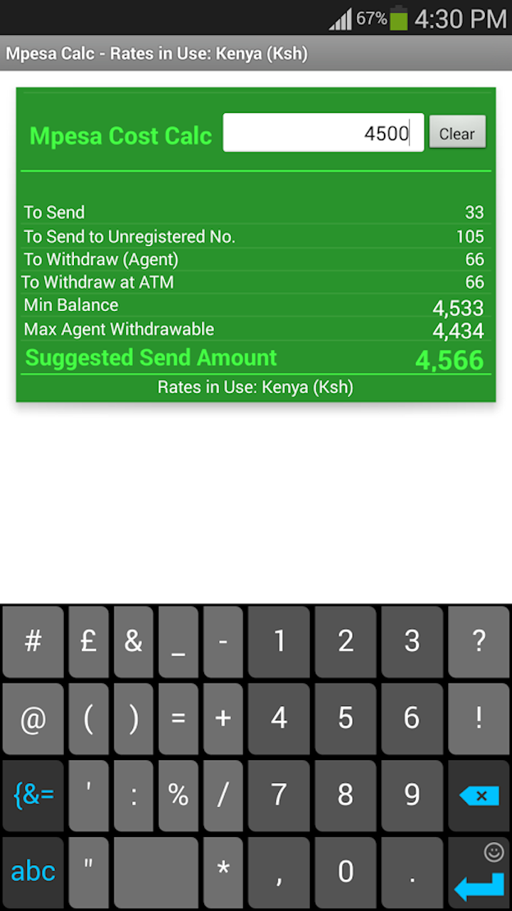 MPesa Cost Calculator App on Amazon Appstore