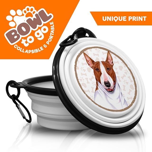 Foto 8 de 8 de Bull Terrier - Comedero plegable portátil con mosquetón para viajes, cuenco para mascotas, cuenco…