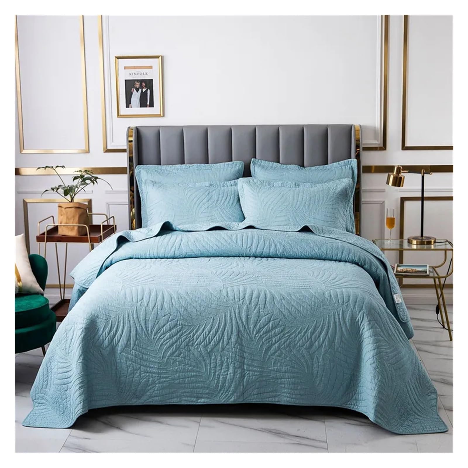 Qin Ying-US Bed Sheets Set, Embroidery Cotton Home Quilted Bedspread Compatible with Bed Quilt Set 3PCS Solid Summer Quilt Duvet Comforter Blanket Plaid Bed Cover(Color:Pink,Size:230x250cm)