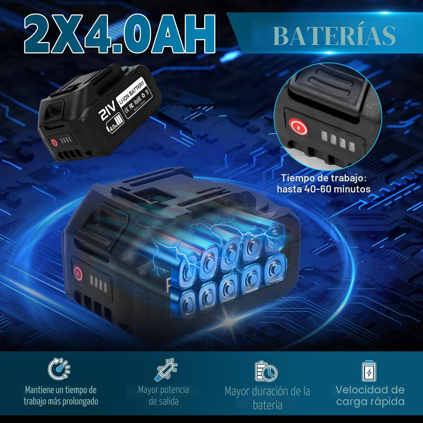 podadora de rama profesional Mini motosierra telescópica con batería | 4 en 1 6 pulgadas sierra eléctrica tijeras telescópicas y sierra de podar tijeras de podar para Makita 18 V 21 V, 4000 mAh