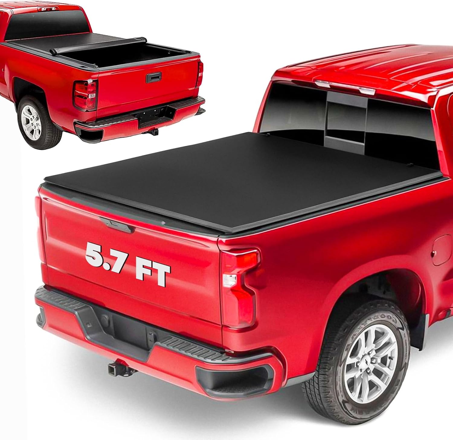 Soft Roll Up Truck Bed Tonneau Cover Fits for 2019-2025 Ram 1500 New Body (Excl. Classic) | 5.7" (67") Fleetside Bed Without Rambox