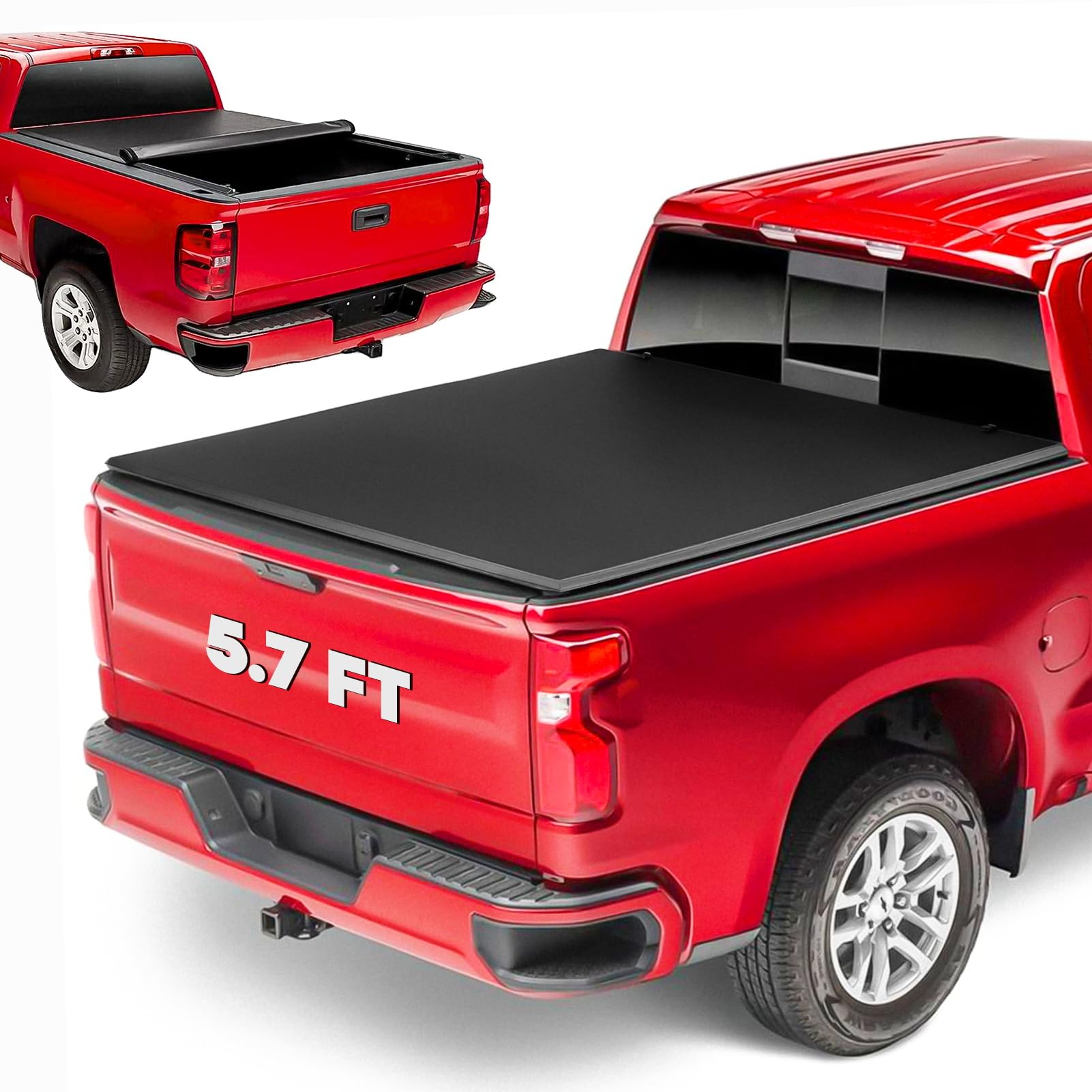 soft roll up truck tonneau bed cover for dodge ram 1500 2009-2018, 2019-2023 ram 1500 classic, 5.7ft (67.4'') fleetside bed (without rambox)
