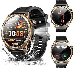 Luzglo ANYWISEW1 Men’s Military Smart Watch, 5ATM Dual Band GPS Smartwatch, Compatible with Android and iPhone, 1.43″ AMOL…
