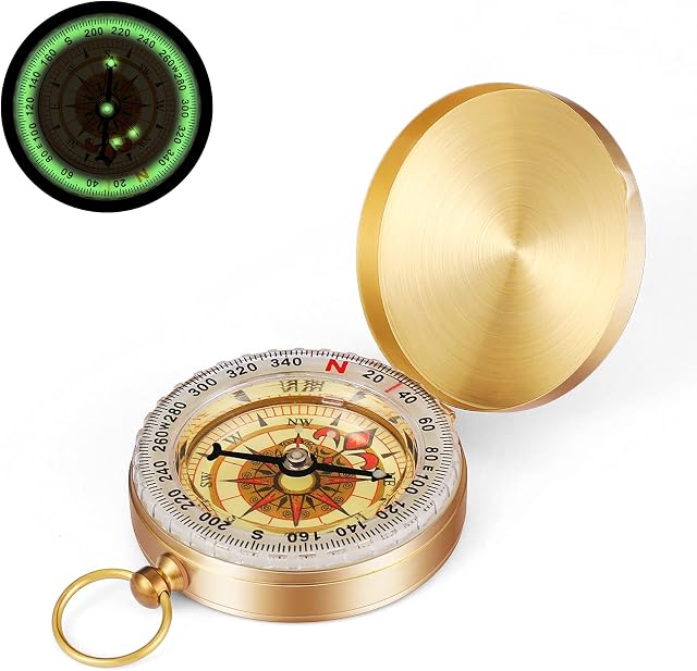zhibeisai Navigation Compass for Walking, Clamshell Orienteering Compass Metal Compass Navigation Pocket Kids Compass Gimbal Compass Waterproof Luminous Military Compass Marching Compass for Camping