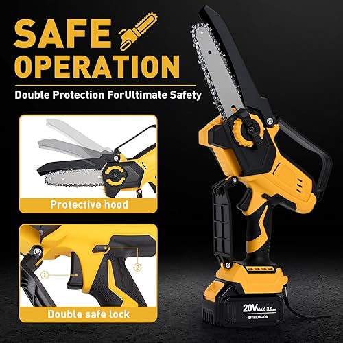 Miniatura 4 de Mini Cordless Chainsaw for Dewalt Battery 20V MAX, 8" & 6" 2-IN-1 400W Electric Brushless Chainsaw with 3000mAh Batteries & Auto Oiler Hand Saw for