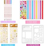 DazSpirit Scrapbook Photo Album 29.5 X 21 Cm Couples Scrapbook With 60 Pages, For 160 Pictures, Includes 6 Metallic Colour Markers, 6 Stickers and 2 templates, For Birthday And Wedding (Black)