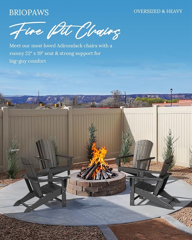 BRIOPAWS Oversized-Adirondack-Chairs Set of 2 | HDPE | All Weather | Black image 6