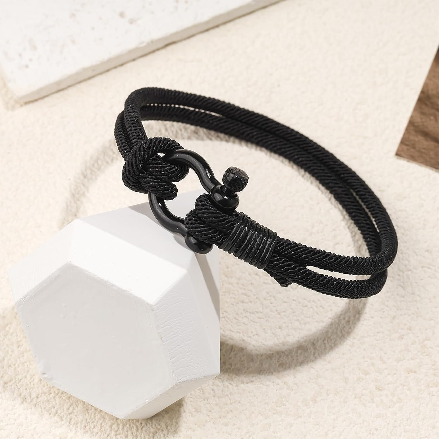 Horseshoe Buckle Nautical Braided Rope Bracelet for Teenage Teen Boys Son Grandson Nephew - Image 2