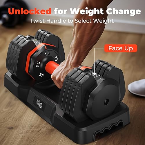 Miniatura 5 de Adjustable Dumbbells Set, Adjustable Weights1525354555lbs,Adjustable Dumbbell Pair 110LBS Exercise Fitness Fast Adjust Hex Weight for Full Body