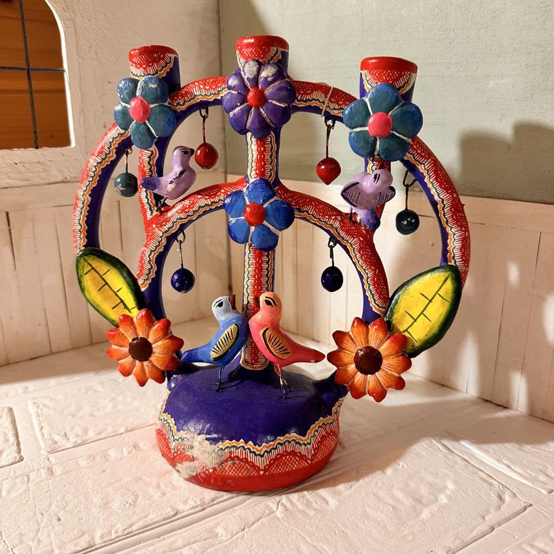 Amazon.co.jp: 1970s メキシコ 生命の樹 キャンドルホルダー 燭台