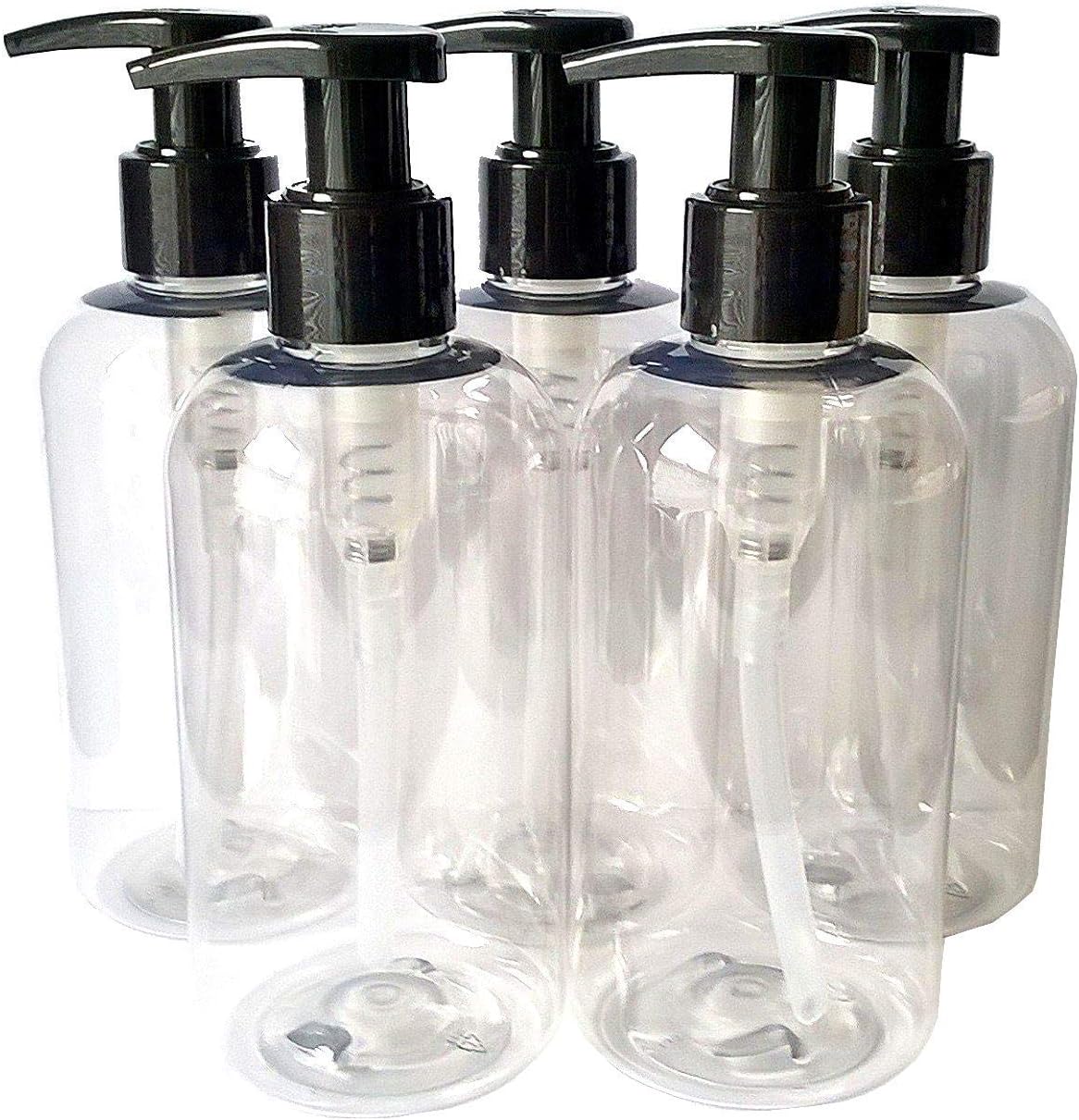 250ML Clear PET Empty Plastic Bottle with Black Lotion Pump Dispenser - Recyclable (5)