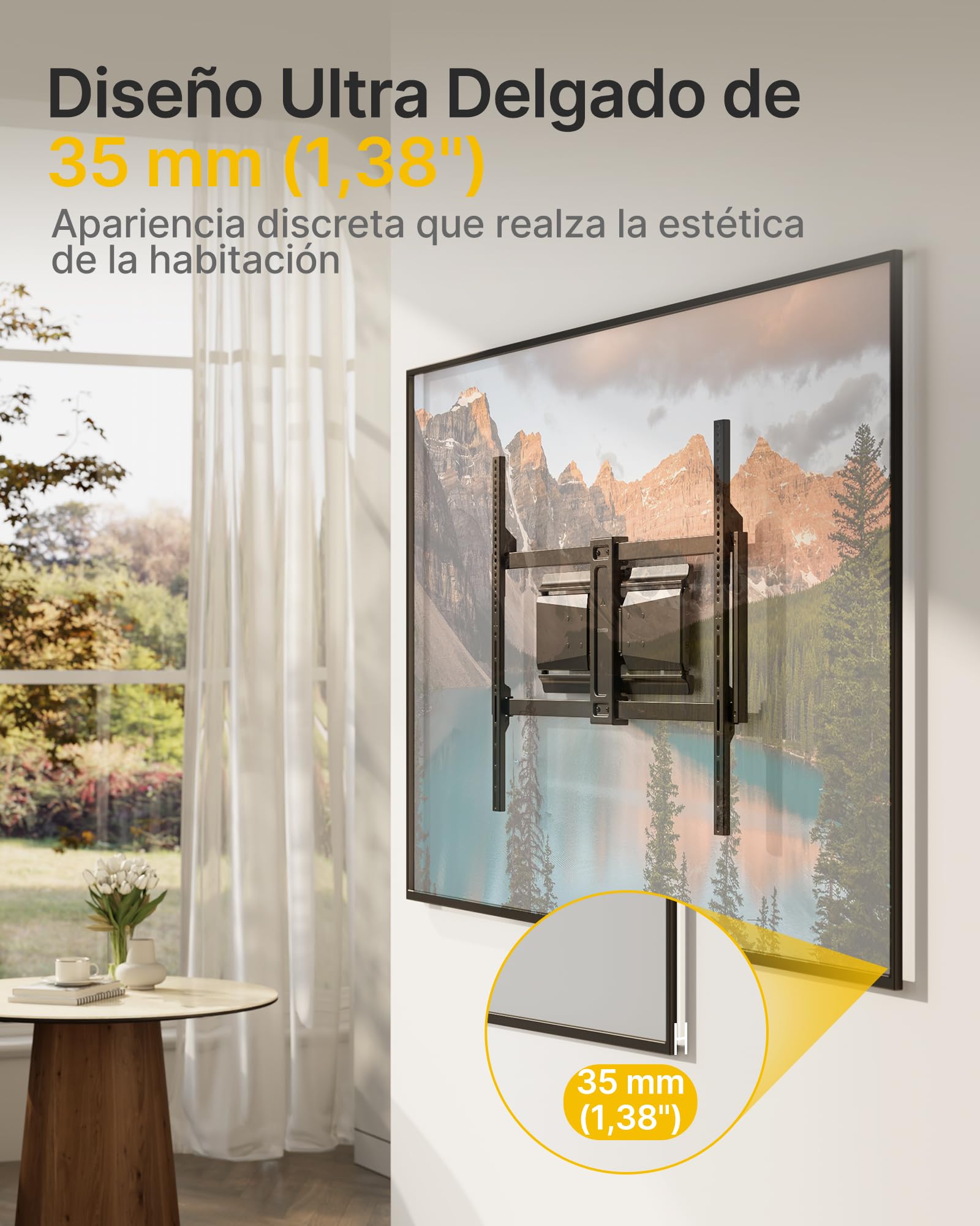 monTEK Soporte TV Ultrafino Reforzado para 50-100" | Soporte TV articulado con giro, inclinación y extensión, hasta 85 kg, doble brazo y VESA máx. 800x600.