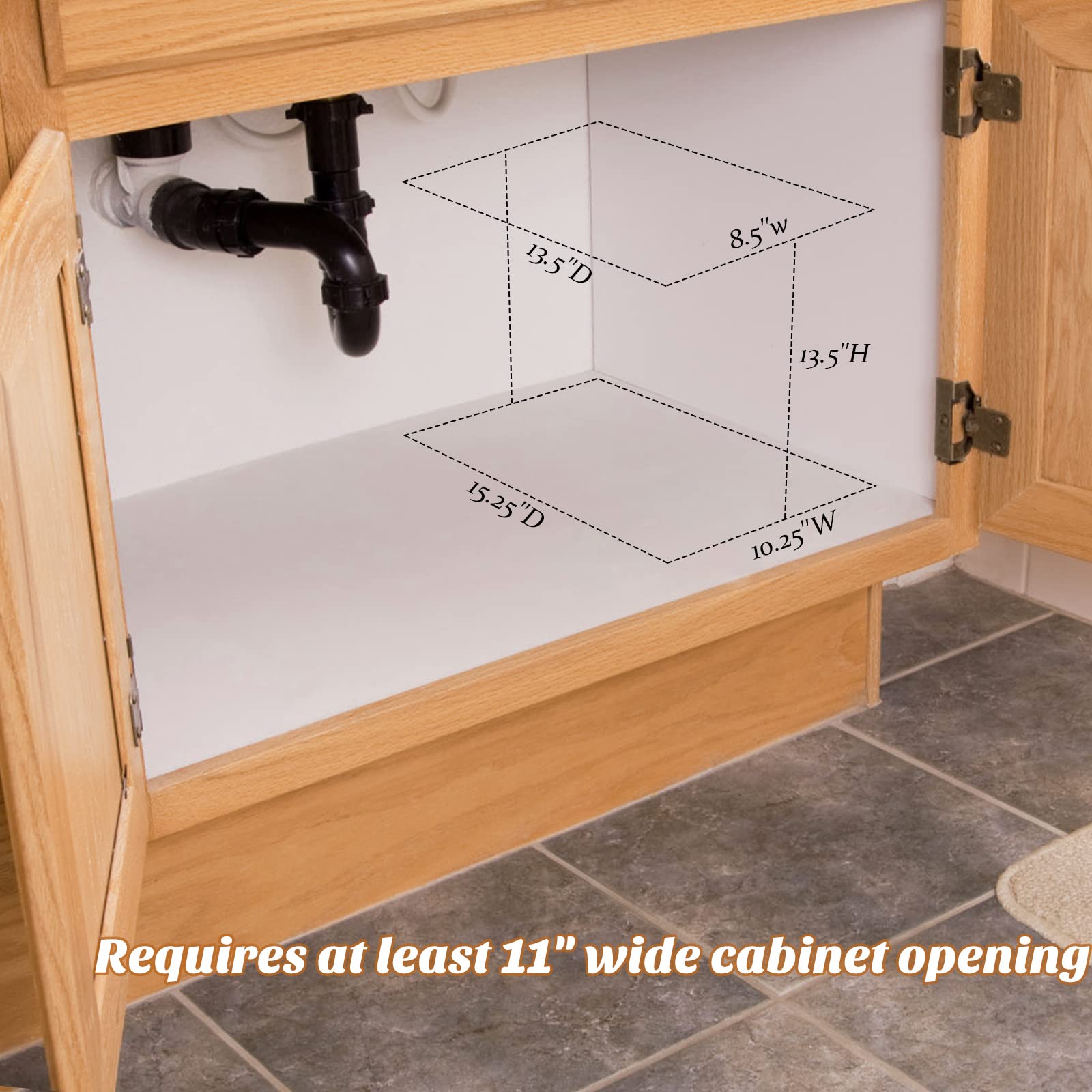 2-Tier Sliding Under Sink Organizer, Pull Out Bamboo Wood Storage Drawer Organization, Cabinet Shelf for Bathroom, Kitchen Cupboard, Slide Out Spice Rack Container Lid Organizer with Dividers