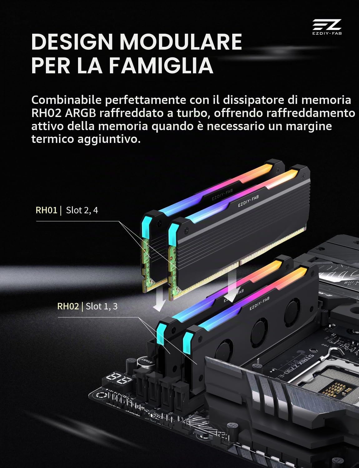 EZDIY-FAB RH01 ARGB - Dissipatore di memoria RAM DDR4/DDR5, confezione da 2