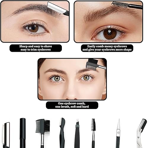 Miniatura 3 de 8 unidsset kit profesional de aseo para modelar cejas, juego de herramientas de belleza con bolsa de cuero, kit de aseo de cejas para mujeres y
