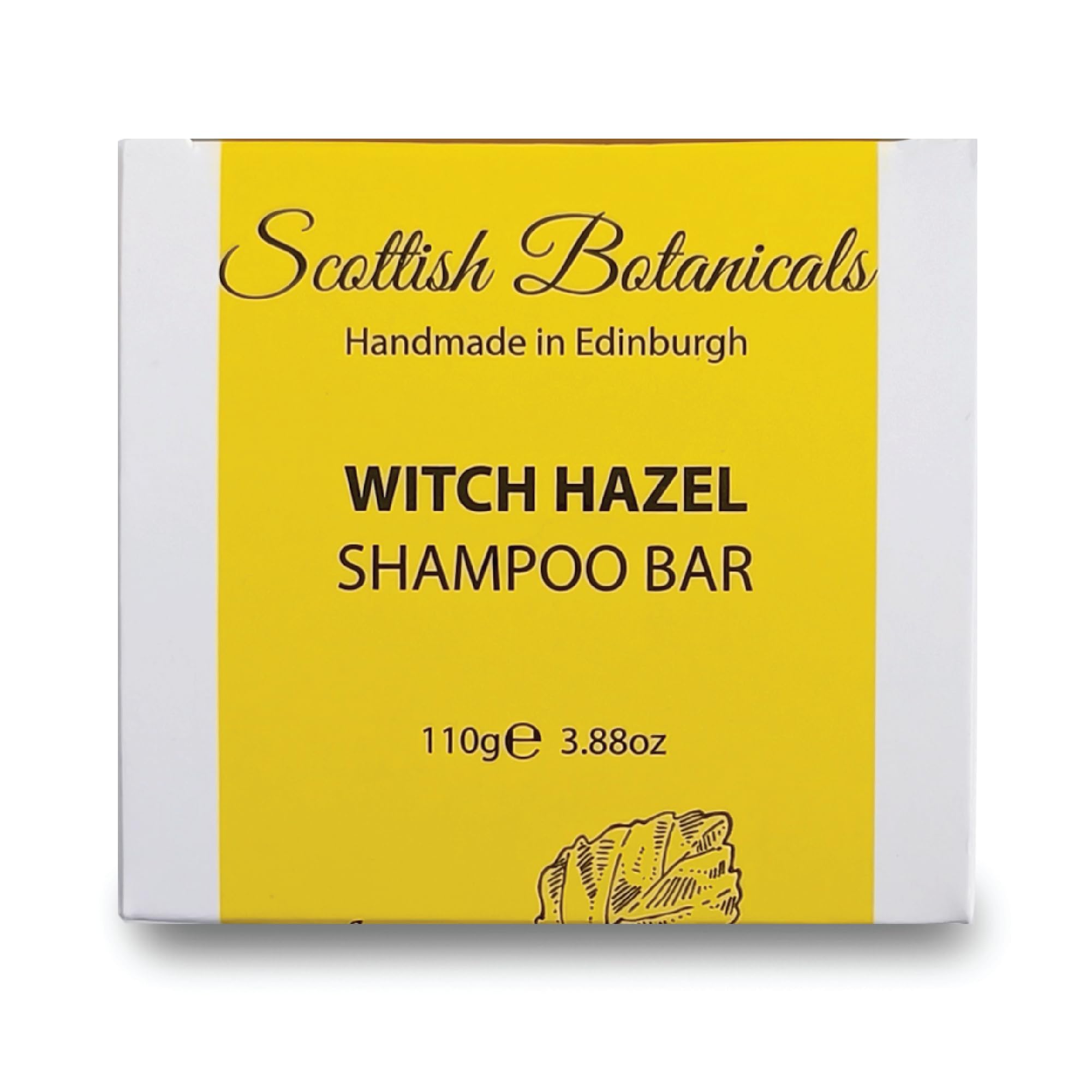 Witch Hazel Shampoo Bar - Refresh the scalp, Gentle on sensitive scalps, Vegan, Cruelty Free, No SLS or Parabens, Made in UK, 110g, Scottish Botanicals by DIANA DRUMMOND[Amazon-developed Certification] Compact by Design