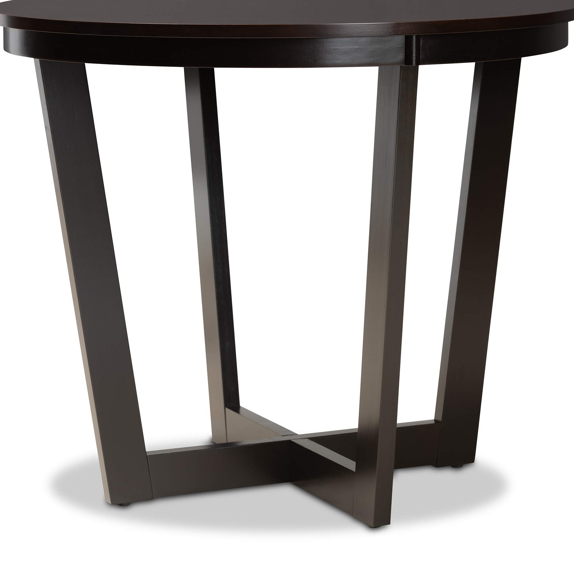 Baxton Studio Alayna Modern and Contemporary Dark Brown Finished 35-Inch-Wide Round Wood Dining Table