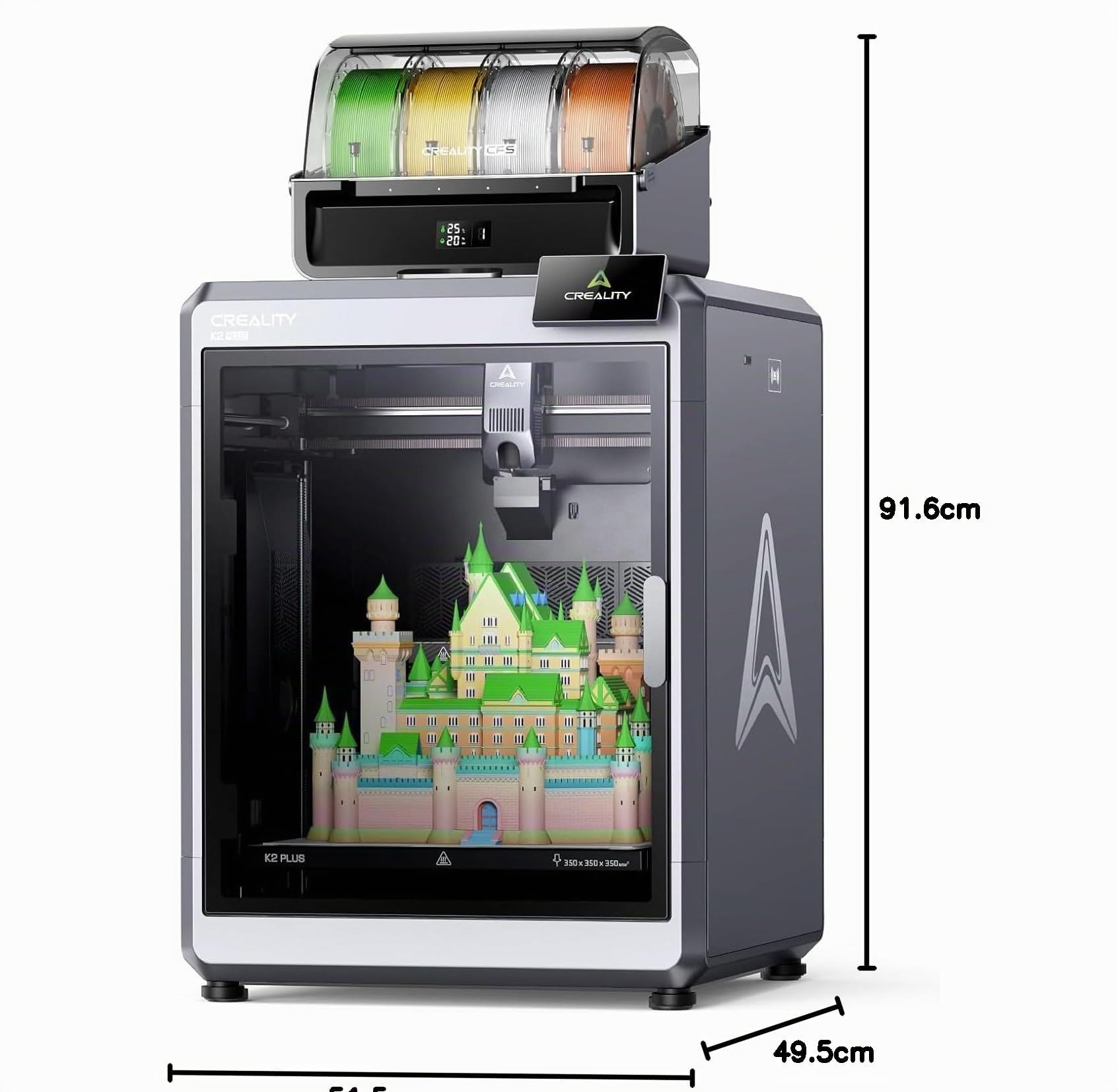 Creality K2 Plus Combo Stampante 3D, Max 600 mm/s, Leveling Automatico Totale, Stampa Multicolore con CFS, Doppia Telecamera AI, Sistema Motore Step-servo, 350x350x350 mm