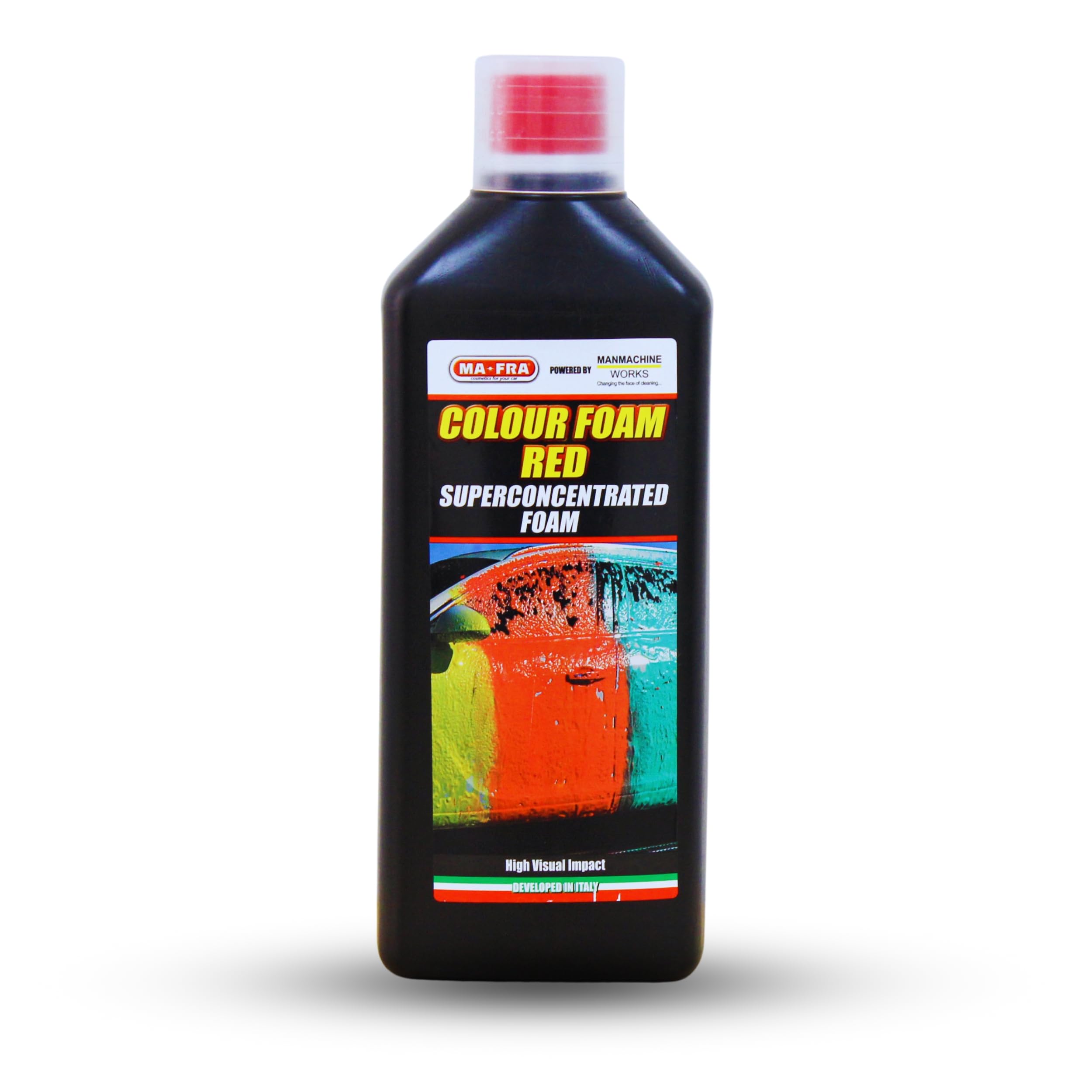 MAFRA Superconcentrated pH Neutral Car Wash Shampoo (1L) – High-Impact Red Foam, Deep Cleaning, Safe on All Paints, Tough Dirt Removal, Foam Gun & Bucket Wash Friendly
