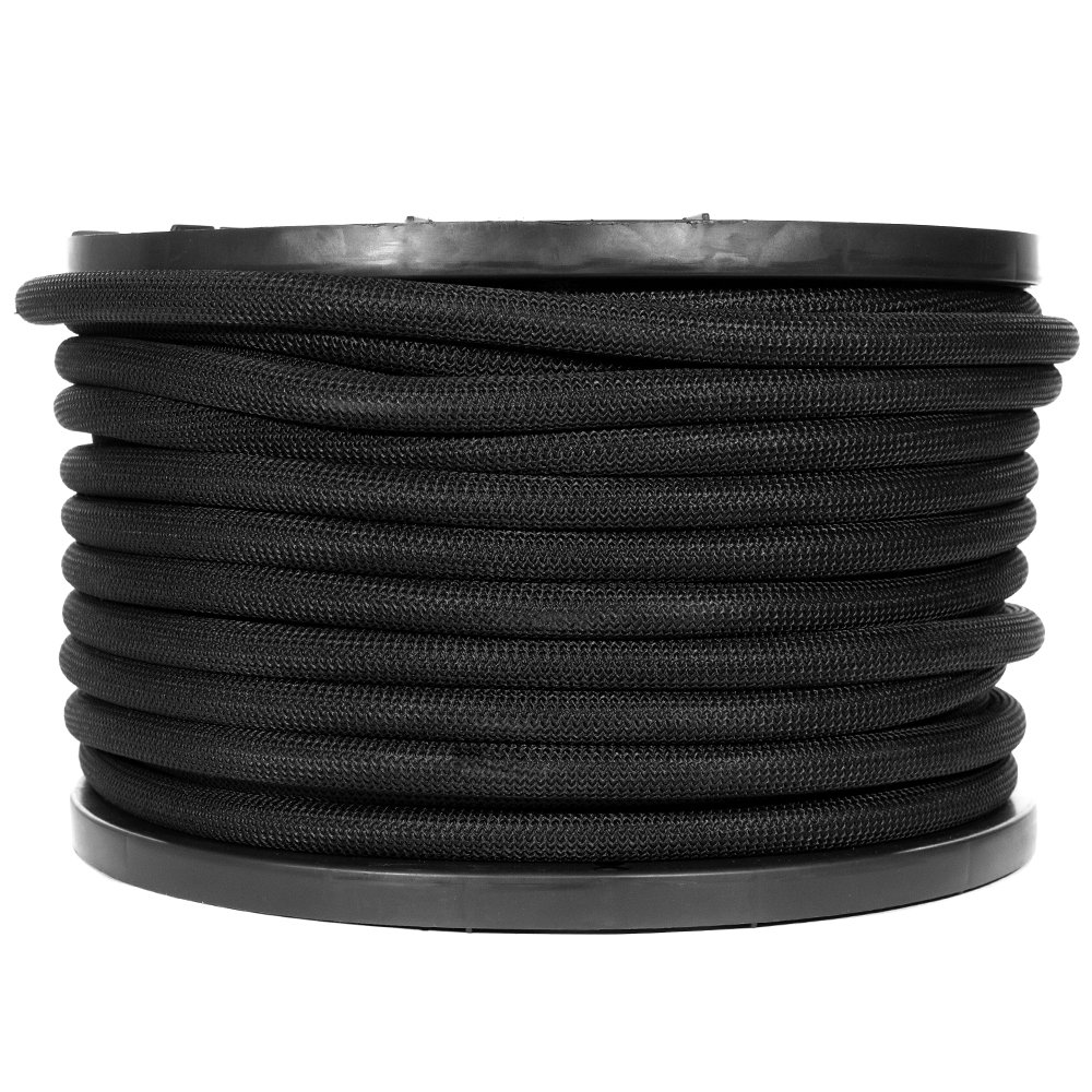 Shock Cord - Black Diamond Weave Elastic Bungee Cord - Features 100% Stretch, Shock Absorbent, & Strong Hold - Camping, Kayak Decks, Crafting, Gravity Chairs, & Tie-Downs - (3/4 Inch X 250 Feet)