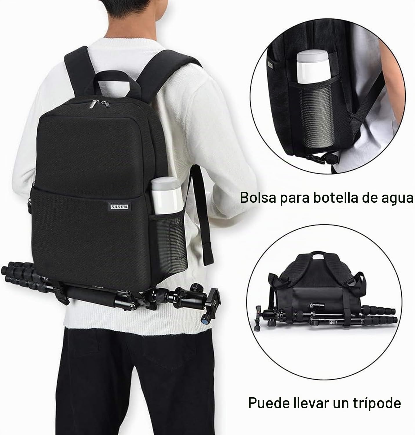 CADeN Mochila cámara réflex -Estuche para cámara réflex computadora portátil 14 Estuche Cámara Mochila para Canon Nikon Sony Pentax SLR Lente Accesorios para trípode DSLR