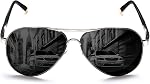ROCKNIGHT Polarized Aviator Sunglasses for Men Women UV400 Metal Frame Flat Top Driving Outdoor Shades Lightweight 58mm