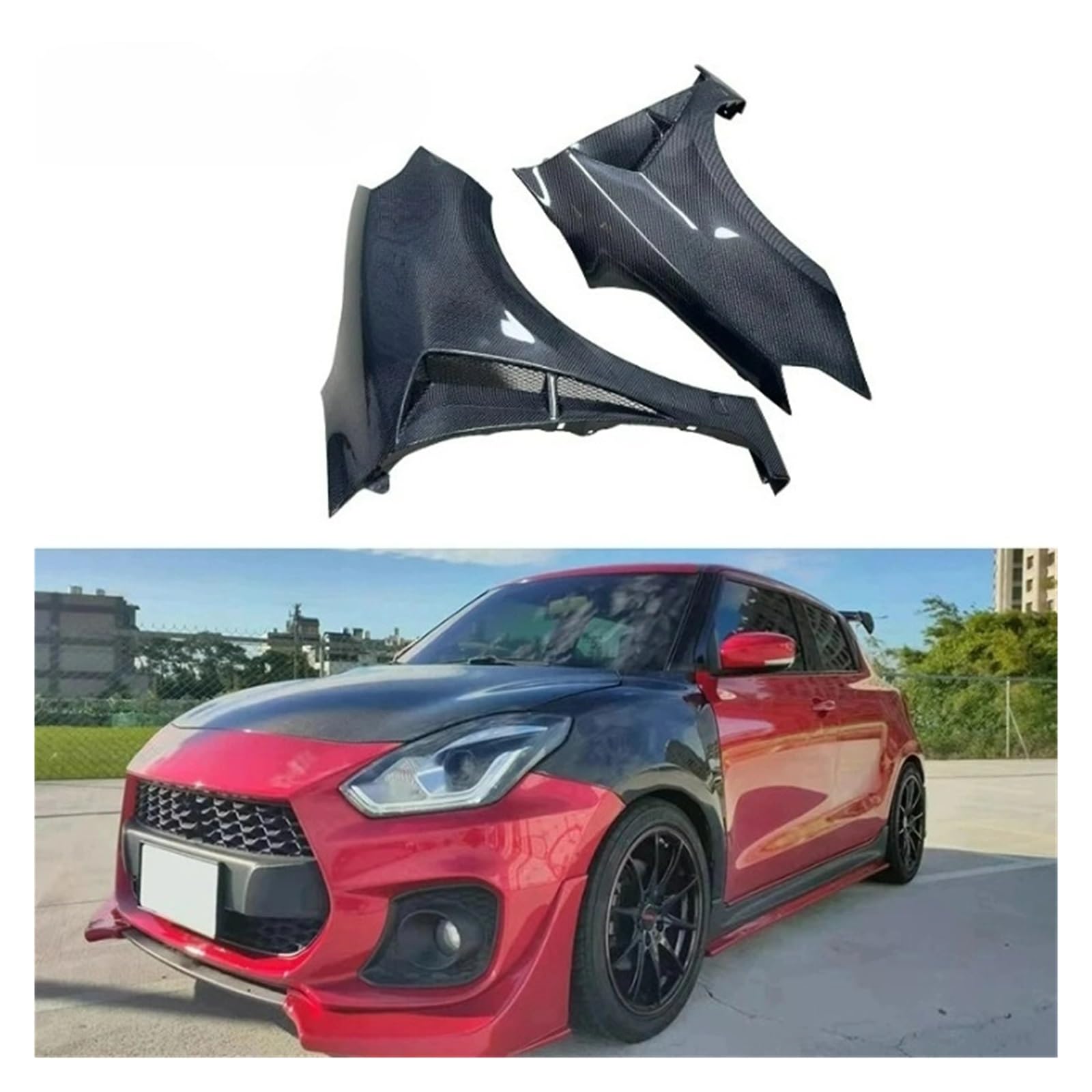 Amazon | 本物のカーボンファイバー製車フロントフェンダー、スズキ