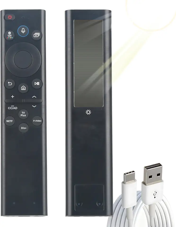 Substituição de controle remoto de voz solar para TVs Samsung BN59-01385A (modelos 2018-2026) universal compatível com TVs Smart, Neo OLED, The Frame, Crystal UHD 4K/8K