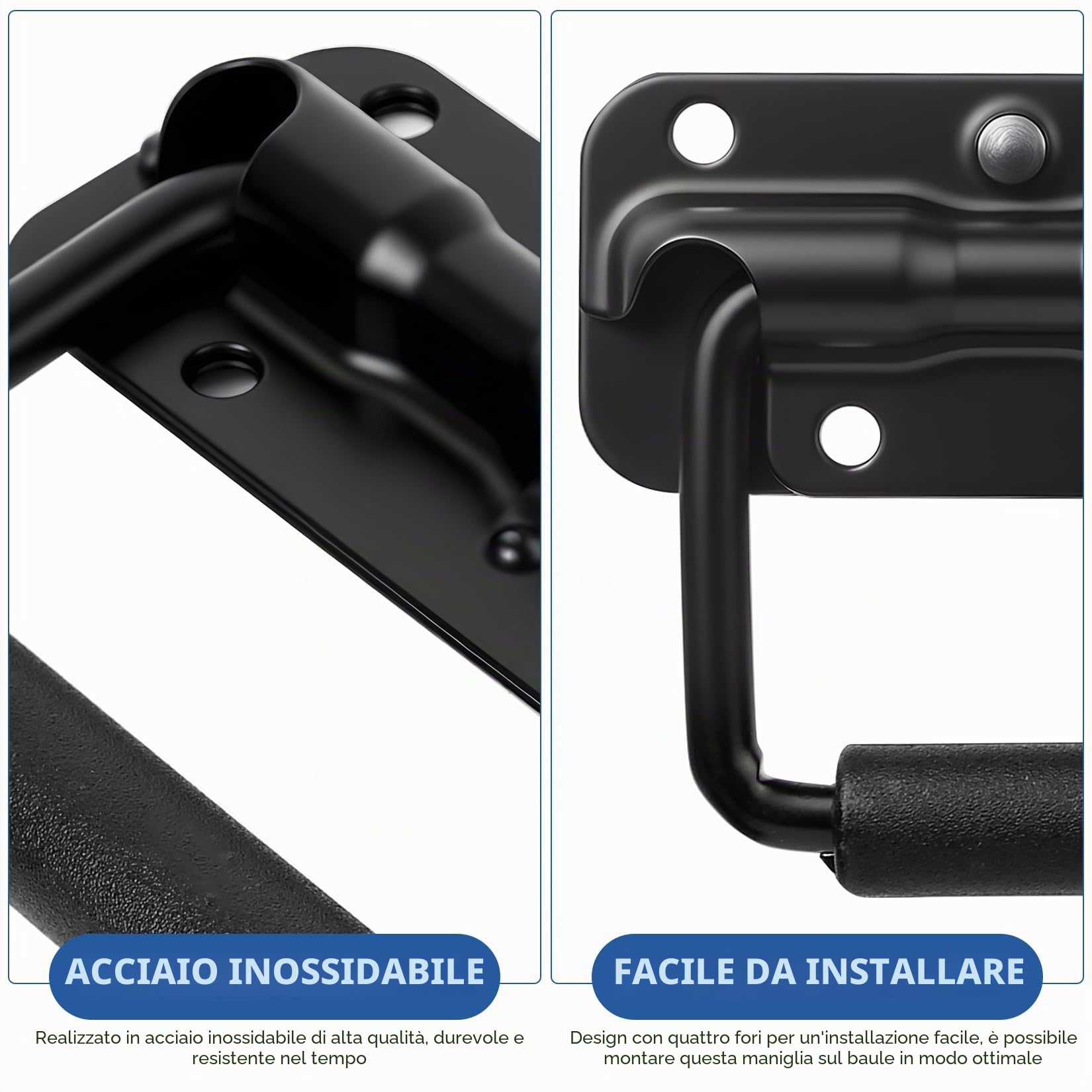 2 maniglie a molla per casse, maniglie pieghevoli, 140 mm, maniglia per valigia, maniglia pieghevole per casse, cassetta degli attrezzi, porta, colore nero