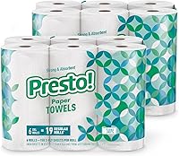 Presto! Ultra-Strong Flex-a-Size Paper Towels, 12 Huge Rolls = 38 Regular Rolls, 2-Ply Absorbent Cleaning Power