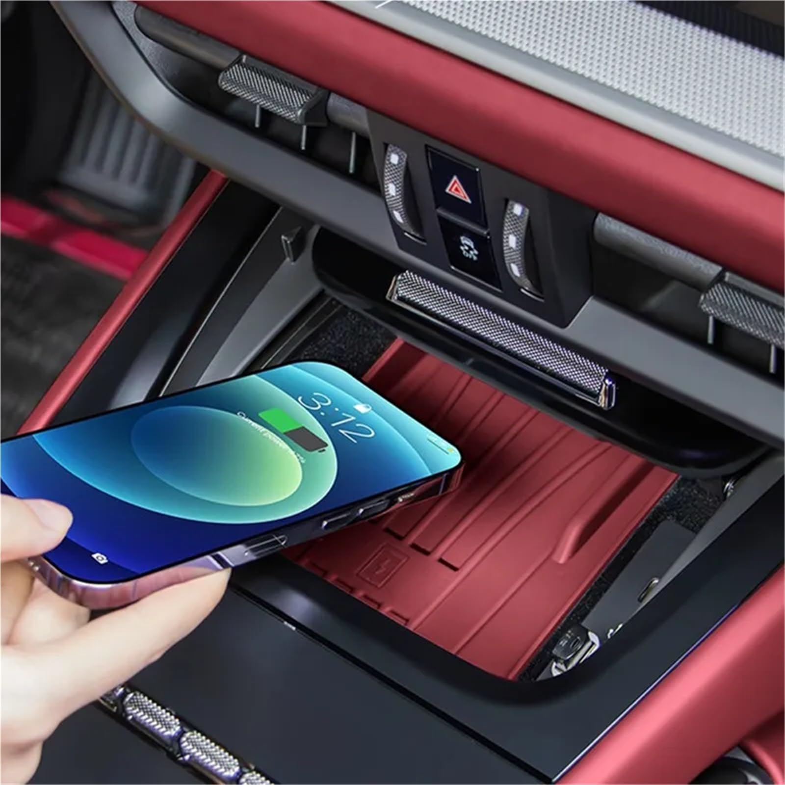 Ochrona Podłokietnika Pokrowiec Osłona ochronna na kubek z silikonową osłoną na konsolę środkową samochodu, pasująca do Porsche, Cayenne 2024 i 2025(Black Charging Pad)
