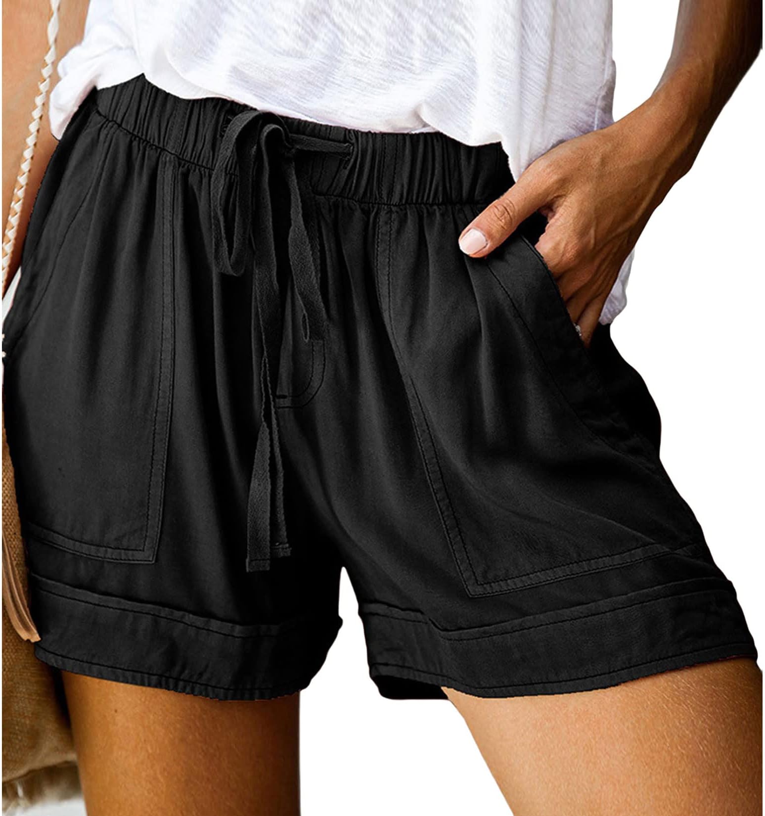 Lu's ChicWomen's Casual Shorts Comfy Soft Beach Drawstring Pocketed Summer Pockets