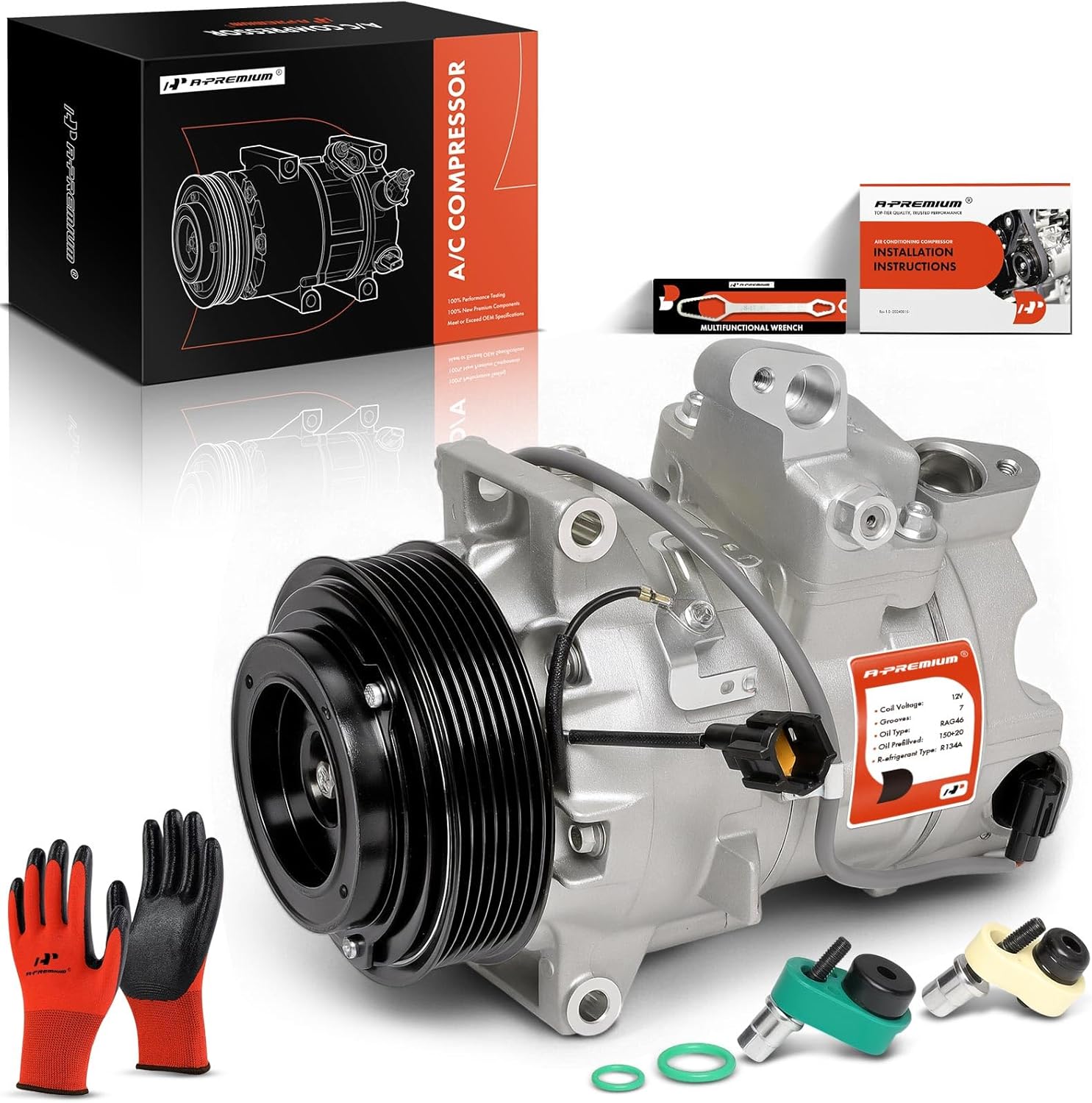 A-Premium Air Conditioner AC Compressor with Clutch Compatible with Infiniti EX35 2008-2009, G35 2007-2008, M35 2008-2010 V6 3.5L