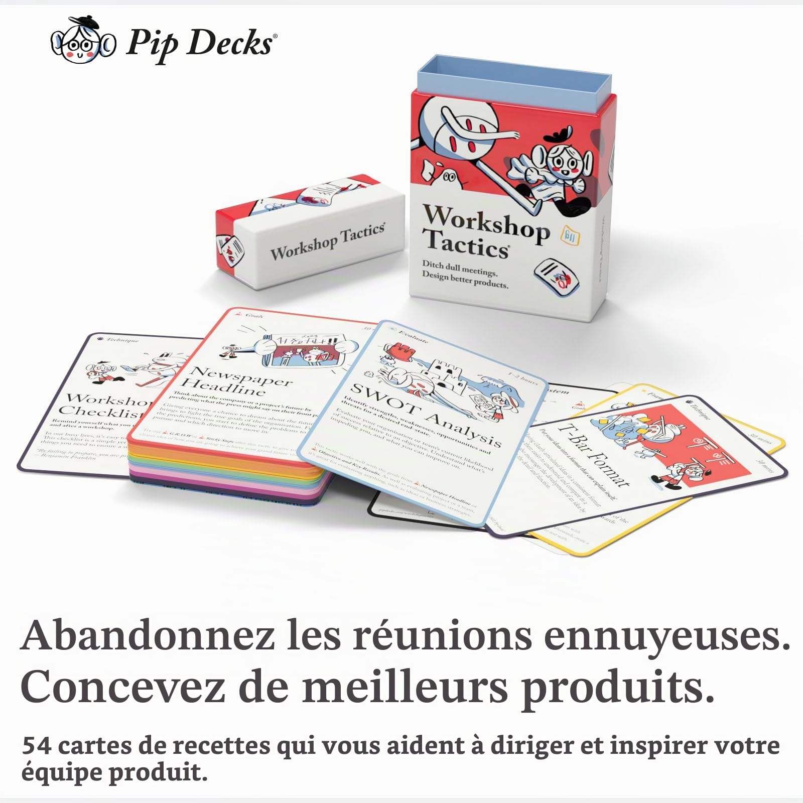 Pip Decks Workshop Tactics Jeu de 54 cartes officiel pour les ateliers efficaces et les sessions d'équipe