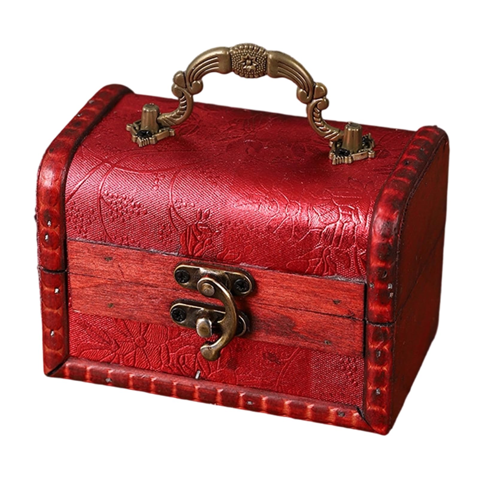 HDOYTXXM European Wood Storage Chest Featuring Metal for Secure Storage of Valuables and Decorative Home Accent Decorative Box